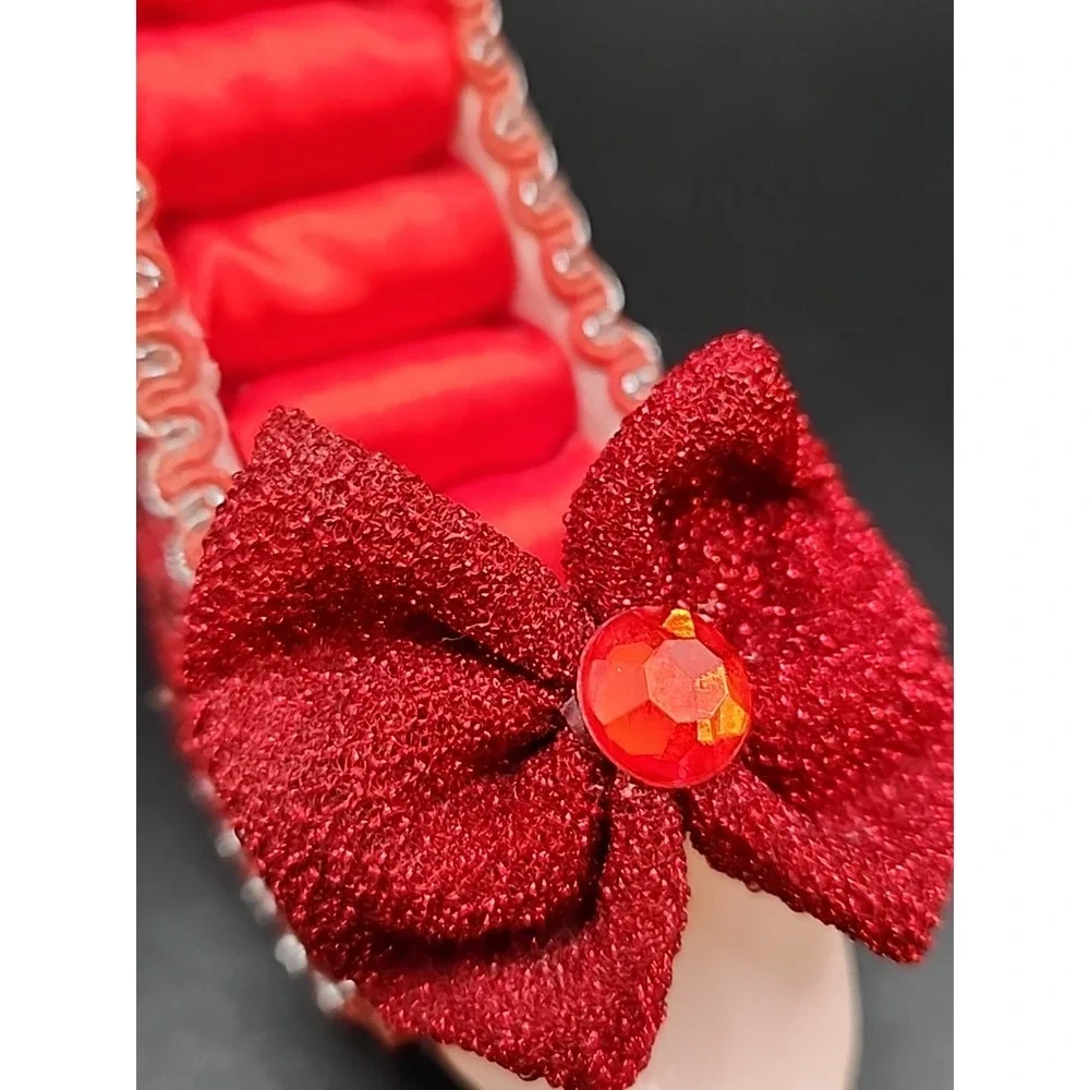 Fancy Miniature High Heeled Red Shoe Ring Holder/ Organizer